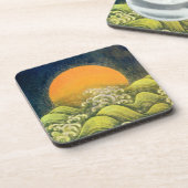 アマテラス、太陽の女神、黄色の緑の黒 コースター (左側)