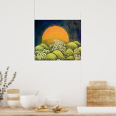 アマテラス、太陽の女神、黄色の緑の黒 ポスター (キッチン)