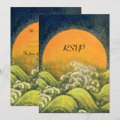 アマテラス 太陽神女 RSVP 黄緑 黒 招待状 (正面/裏面)