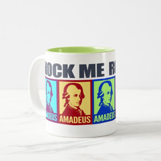 アマデウスモーツァルト | ロックミーカラフルアポップ・アートのート ツートーンマグカップ (正面左)