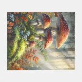 アマニタキノコ魔法森林景観菌 フリースブランケット (正面(横))