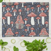 アマニタマジカルマッシュルームヴィレッジキュートイラストレーション キッチンタオル (折り畳み)
