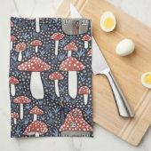 アマニタマジカルマッシュルームヴィレッジキュートイラストレーション キッチンタオル (四つ折り)