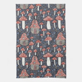 アマニタマジカルマッシュルームヴィレッジキュートイラストレーション キッチンタオル (縦)