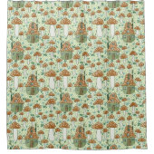 アマニタマジカルマッシュルームヴィレッジキュートイラストレーション シャワーカーテン (正面)