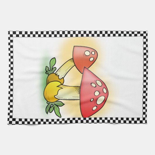 アマニタムスカリマッシュルームパーソナライズされたを飛ぶ キッチンタオル (横)