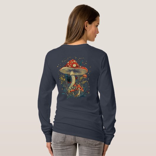 アマニタ・ムスカリア菌 植物学 ロングスリーブ Tシャツ (裏面フル)
