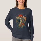 アマニタ・ムスカリア菌 植物学 ロングスリーブ Tシャツ (正面)