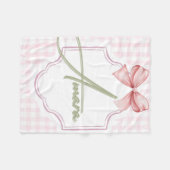 アマパーソナライズされたラベビーガール子供部屋ボウ&ギンガム フリースブランケット (正面(横))