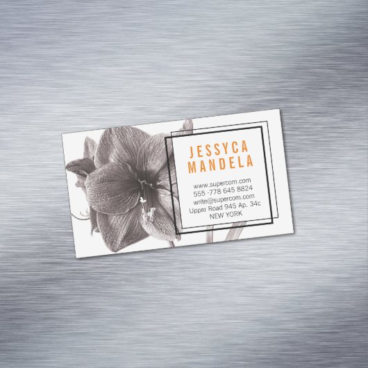 アマリモダンリフラワーオレンジビジネスカードマーニュ マグネット名刺 (インサイチュ)