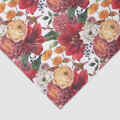 アマリリスとキクの花柄 薄葉紙 (詳細)