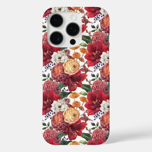 アマリリスとキクの花柄 Case-Mate iPhoneケース (裏面)