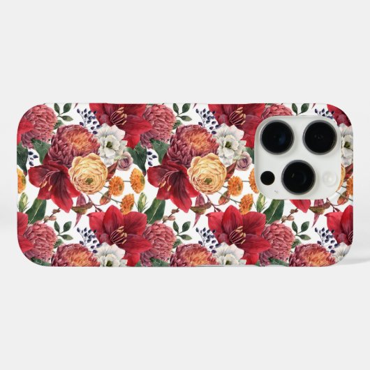アマリリスとキクの花柄 Case-Mate iPhoneケース (裏面 (横))
