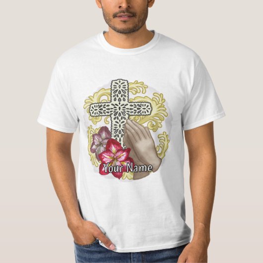 アマリリスとキリスト教の十字架 Tシャツ (正面)