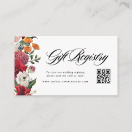 アマリリスとマムの結婚式QRコード レジストリー エンクロージャーカード
