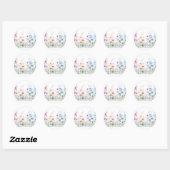 アマリリスと素朴な木の柵の水彩画 ラウンドシール (シート)