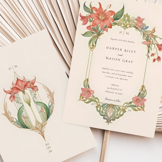 アマリリスアールヌーボー結婚式招待状 招待状