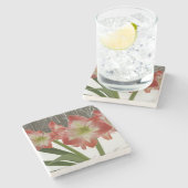 アマリリスインスノーレッドホリデーウィンターフローラ ストーンコースター (横)