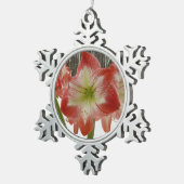 アマリリスインスノーレッドホリデーウィンターフローラ スノーフレークピューターオーナメント (右)