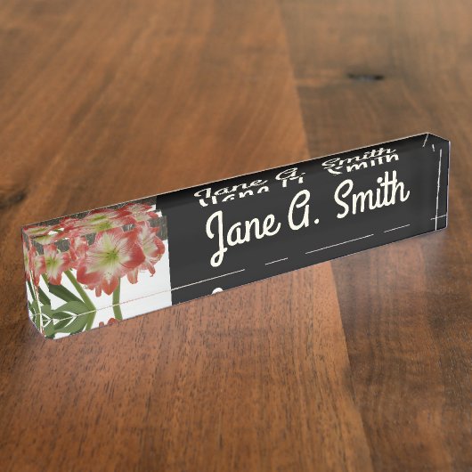アマリリスインスノーレッドホリデーウィンターフローラ デスクネームプレート (側面)