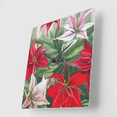 アマリリスポインセチア雑種AIアート スクエア壁時計 (傾斜)