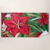 アマリリスポインセチア雑種AIアート ビーチタオル (正面)