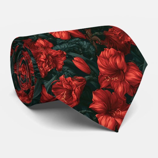 アマリリス柄の花嫁の父の卒業式 ネクタイ (ロール)