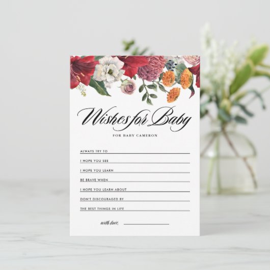 アマリリス植物性の赤ちゃんシャワーの願いベビー エンクロージャーカード (スタンド正面)