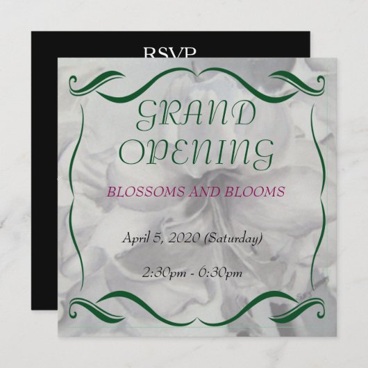 アマリリス水彩画フラワー グランドオープンのご案内 招待状 (正面/裏面)