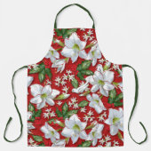 アマリリス&ホリーレッドクリスマス エプロン (正面)