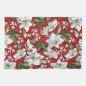 アマリリス&ホリーレッドクリスマス キッチンタオル (横)
