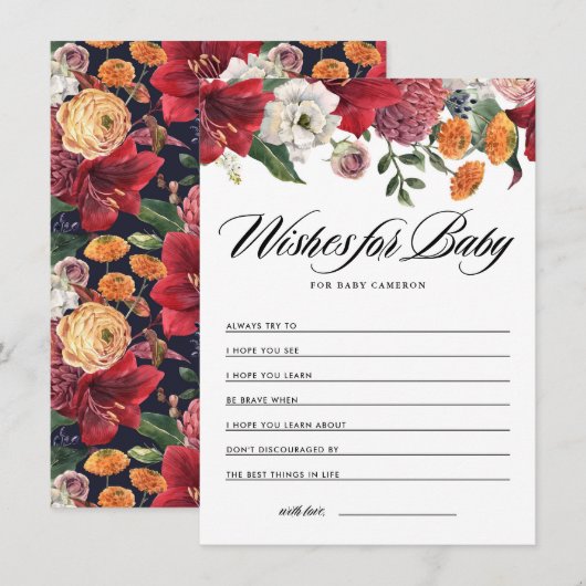 アマリリス ボタニカル ベイビー シャワー ウィッシュ 赤ちゃんへのメッセージ エンクロージャーカード (正面/裏面)