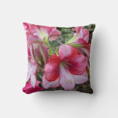 アマリリス&ポインセチア赤いホリデーフラワー クッション (正面)