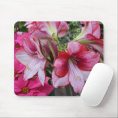 アマリリス&ポインセチア赤いホリデーフラワー マウスパッド (マウス)