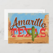 アマリロテキサス州カートゥーンデザートヴィンテージトラベル ポストカード (正面/裏面)