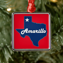 アマリロテキサス州ローンスター州マップテキサンクリスマス メタルオーナメント