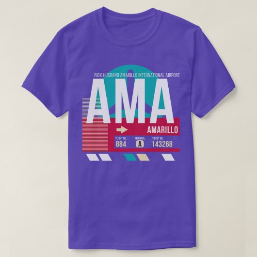 アマリロテキサス州AMA空港コードバゲージラベル Tシャツ (デザイン正面)