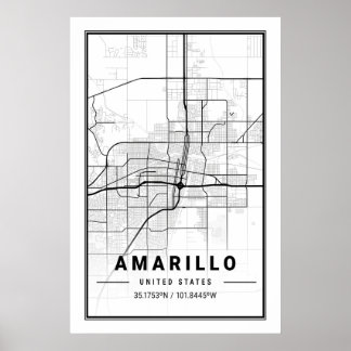 アマリロテキサス州USAシティトラベルシティマップ ポスター