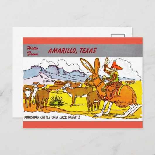 アマリロ、テキサス州旅行案内用の漫画はがき ポストカード (正面/裏面)