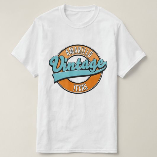 アマリロ テキサス ヴィンテージ ロゴ Tシャツ (デザイン正面)