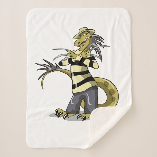 アマルガサウルスがフレディ・クルーガーとしてポーズを取った シェルパブランケット (正面)