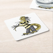 アマルガサウルスがフレディ・クルーガーとしてポーズを取った スクエアペーパーコースター (アングル)