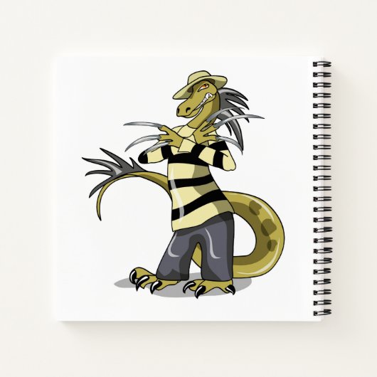 アマルガサウルスがフレディ・クルーガーとしてポーズを取った ノートブック (裏面)