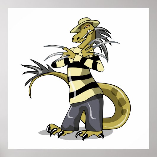 アマルガサウルスがフレディ・クルーガーとしてポーズを取った ポスター (正面)