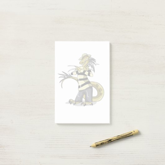 アマルガサウルスがフレディ・クルーガーとしてポーズを取った ポストイット (デスク上)