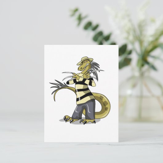 アマルガサウルスがフレディ・クルーガーとしてポーズを取った ポストカード (スタンド正面)