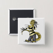 アマルガサウルスがフレディ・クルーガーとしてポーズを取った 缶バッジ (正面&裏面)