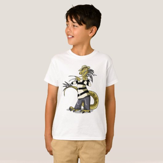 アマルガサウルスがフレディ・クルーガーとしてポーズを取った Tシャツ (正面フル)