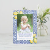 アマルフィのレモンと青いタイルの誕生日パーティーの写真 サンキューカード (スタンド正面)