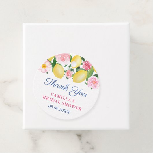 アマルフィのレモン 青いタイルのベイビーシャワーまたはウェディングシャワー フェイバータグ (インサイチュ)